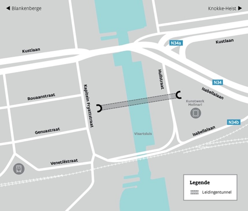 Kaart leidingentunnel MOW